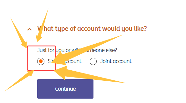 选择 Single account 的截图